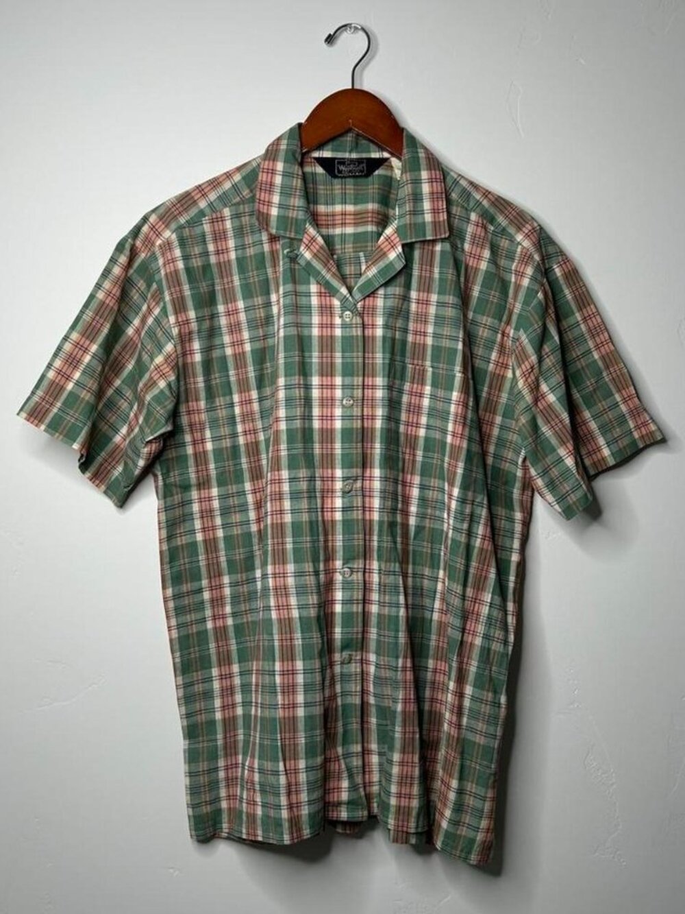 The Woolrich green and pink plaid short sleeve button up size 12
